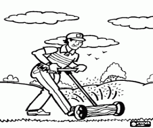 De tuinman van de golfbaan kleurplaat