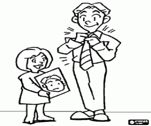 De vader, stropdas knoop en portret kleurplaat