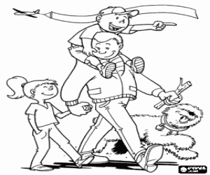 De vaders dag in het park kleurplaat