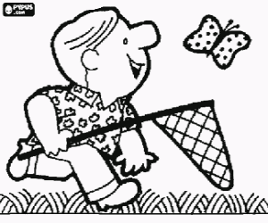 De vervolging van een vlinder kleurplaat