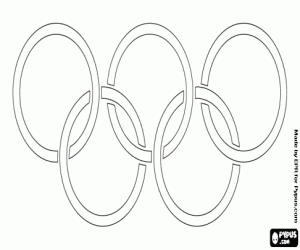 De vlag met de Olympische ringen kleurplaat