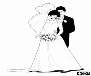 De zeer elegante bruid en bruidegom kleurplaat