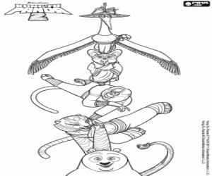 De zeven Kung Fu meesters kleurplaat