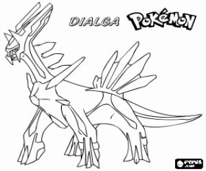 Dialga, een draak Pokemon kleurplaat