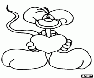 Diddle met een groot hart kleurplaat