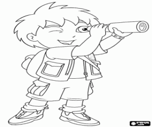 Diego met de verrekijker kleurplaat