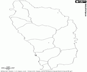 Dominica kaart kleurplaat