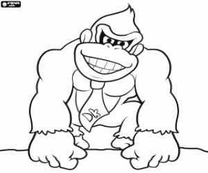 Donkey Kong, gorilla van Nintendo kleurplaat