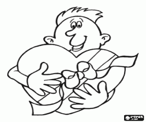 Een doos hart voor moeder kleurplaat