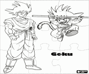 Dragonball met Goku puzzel kleurplaat