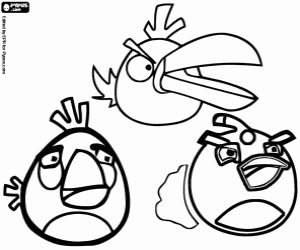 Drie van de vogels uit Angry Birds kleurplaat