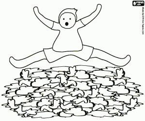 Droge herfst bladeren en het kind kleurplaat