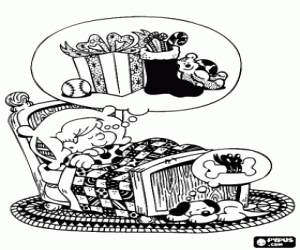 Dromen van de giften van Kerstmis kleurplaat