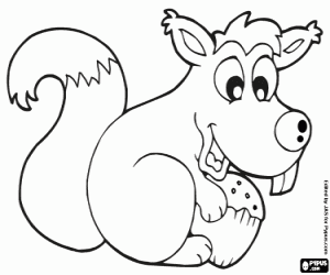 Eekhoorn en een eikel kleurplaat