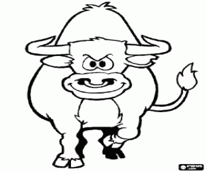 Een agressieve stier kleurplaat