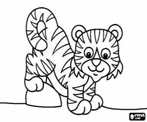 Een baby tijger of een tijgerwelp kleurplaat
