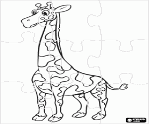 Een giraffe puzzel kleurplaat