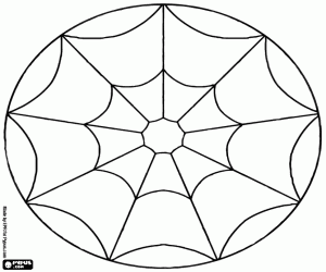 Eenvoudige mandala met een spinnenweb kleurplaat