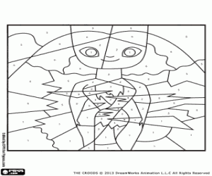 Eep Croods, kleur door nummers kleurplaat