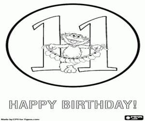 Elf jarig bestaan met Zoe en harten kleurplaat