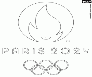 Het Embleem van de Olympische Spelen van Parijs 2024 kleurplaat
