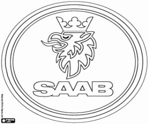 Embleem van het merk Saab kleurplaat