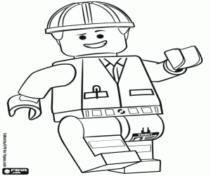 Emmet met helm, Lego personage kleurplaat