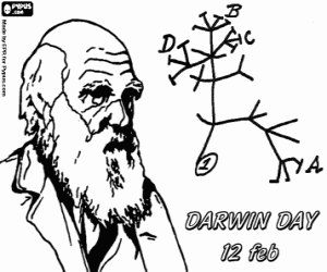 Evolutie boom van Darwin kleurplaat
