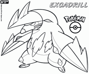 Excadrill, een ondergrondse pokemon kleurplaat