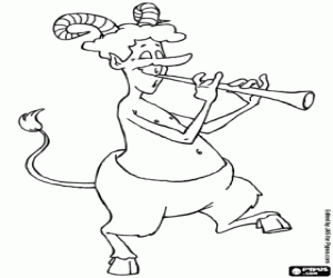 Faunus en een fluit kleurplaat
