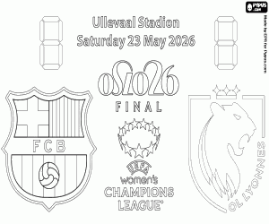 FC Barcelona - OL Lyonnes, finale 2026 kleurplaat