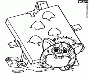 Furby en zijn kunstwerk kleurplaat