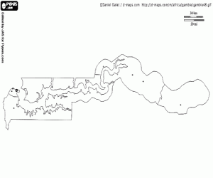 Gambia kaart kleurplaat