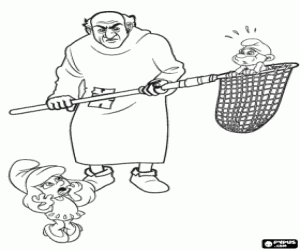 Gargamel, Grote Smurf en Smurfin kleurplaat