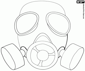 Gas masker voor Halloween kleurplaat