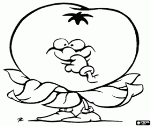 Een geanimeerde tomaat kleurplaat