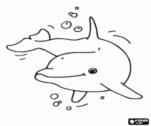 Gelukkig dolfijn in de zee kleurplaat