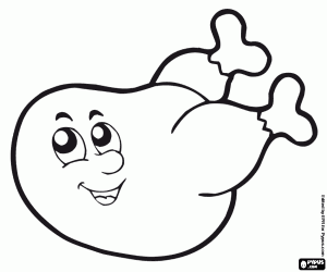 Een gelukkig gebraden kip kleurplaat