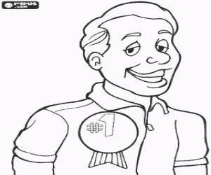 Gelukkig Papa met de medaille kleurplaat