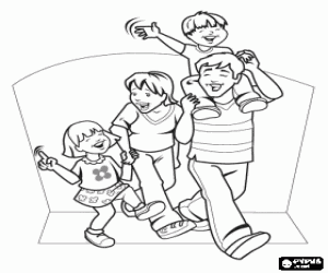 Een gelukkige familie op vaderdag kleurplaat