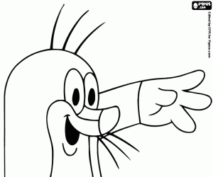 Gelukkige groet van de kleine mol Krtek kleurplaat