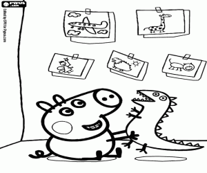 George en het speelgoed dinosauriërs kleurplaat