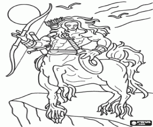 Een gewapende centaur kleurplaat