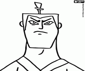 Het gezicht van de Samurai Jack kleurplaat