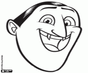 Het gezicht van de vampier Drac kleurplaat