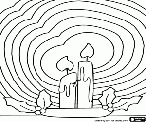 Gloeiende kerstkaarsen kleurplaat