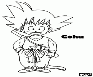 Goku, de Saiyan krijger kind kleurplaat