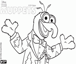 Gonzo met de Muppets-Kerstmis kleurplaat