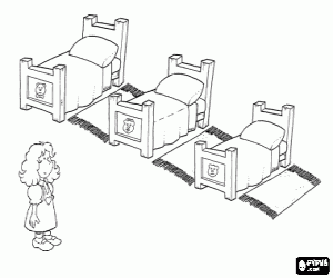 Goudlokje en de drie bedden kleurplaat