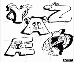 Grappige letters puzzel kleurplaat
